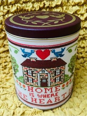Cottage Core Embroidered "Home Is Where The Heart Is" Decorative Tin